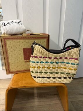 Brighton Bag with Multicolor Stripes and Black Trim